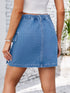 'Lilith' Buttoned Denim Skirt With Pockets - Celes Fashion